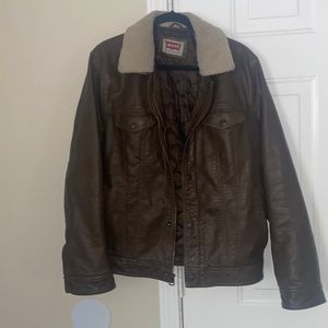 Levi’s Leather Coat w/ Shearling Collar